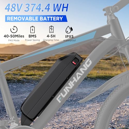 26'' 1000W Peak Electric Mountain Bike with 48V 374.4WH Removable Battery, 21-Speed F1369