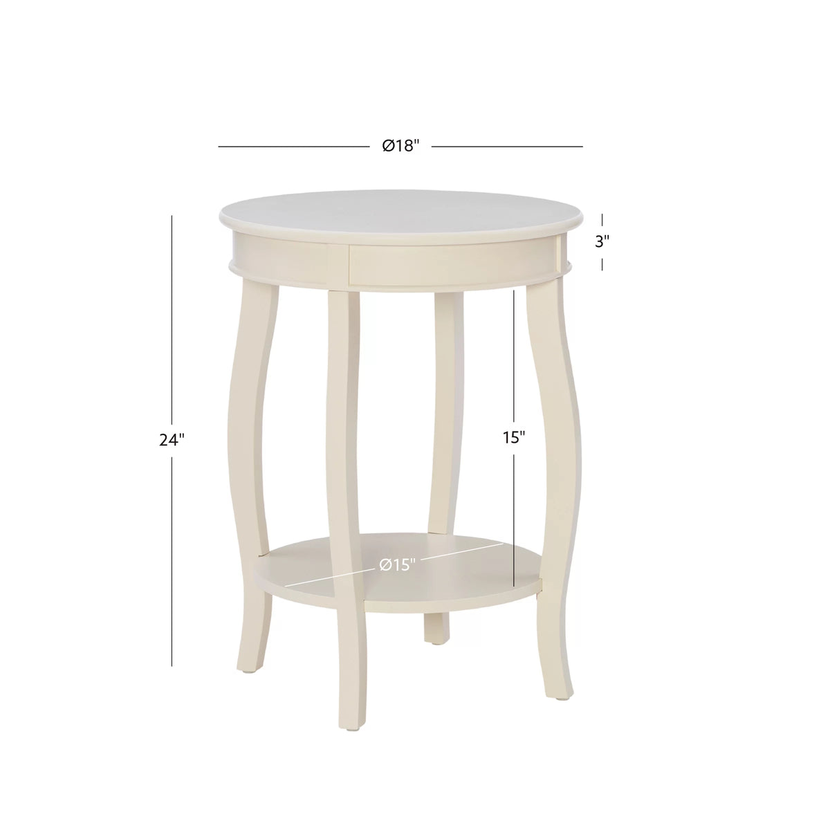 White Round Side Table with Shelf Q96600