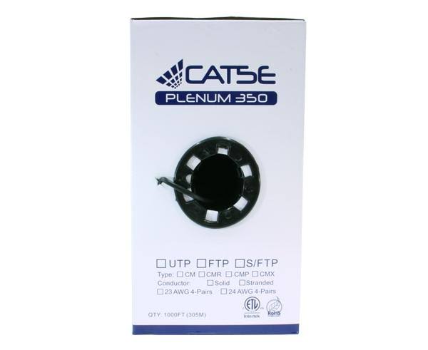 Cat5e Shielded Bulk Ethernet Cable, Plenum CMP, 24 AWG, 1000ft White C557844
