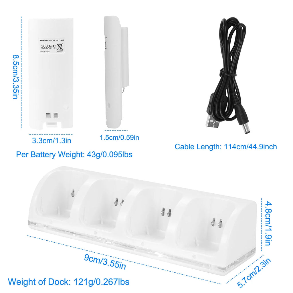 White 4 Remotes Charging Dock Game Controller Charger Y6490