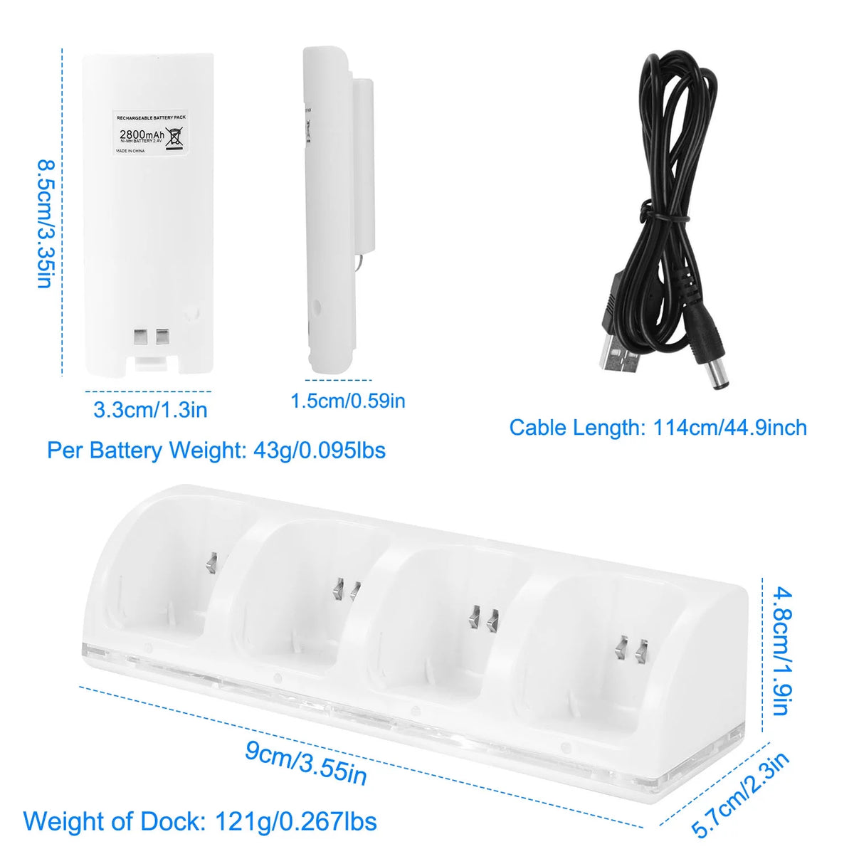 White 4 Remotes Charging Dock Game Controller Charger Y6490