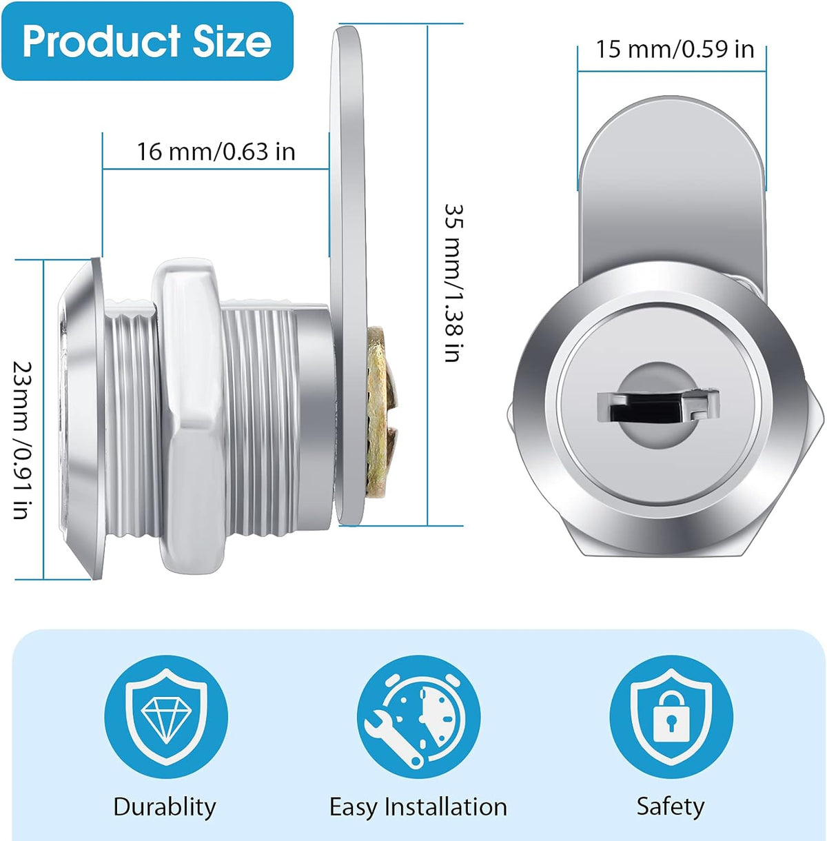 16 Pieces Zinc Alloy Cylinder Cam Lock with 32 Keys M67650