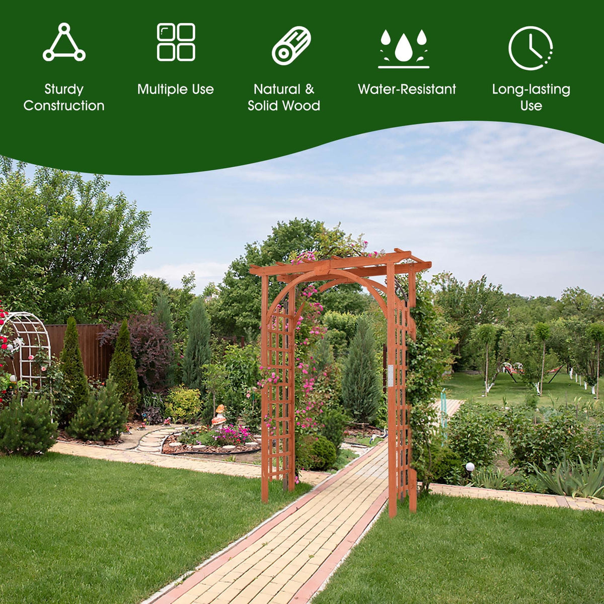 Wooden Cedar Arbor Arch Pergola Trellis I5523