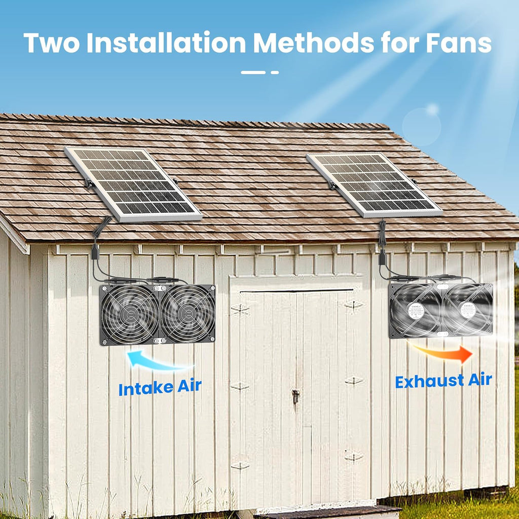 20W Solar Powered Exhaust Fan with Battery, Waterproof F522