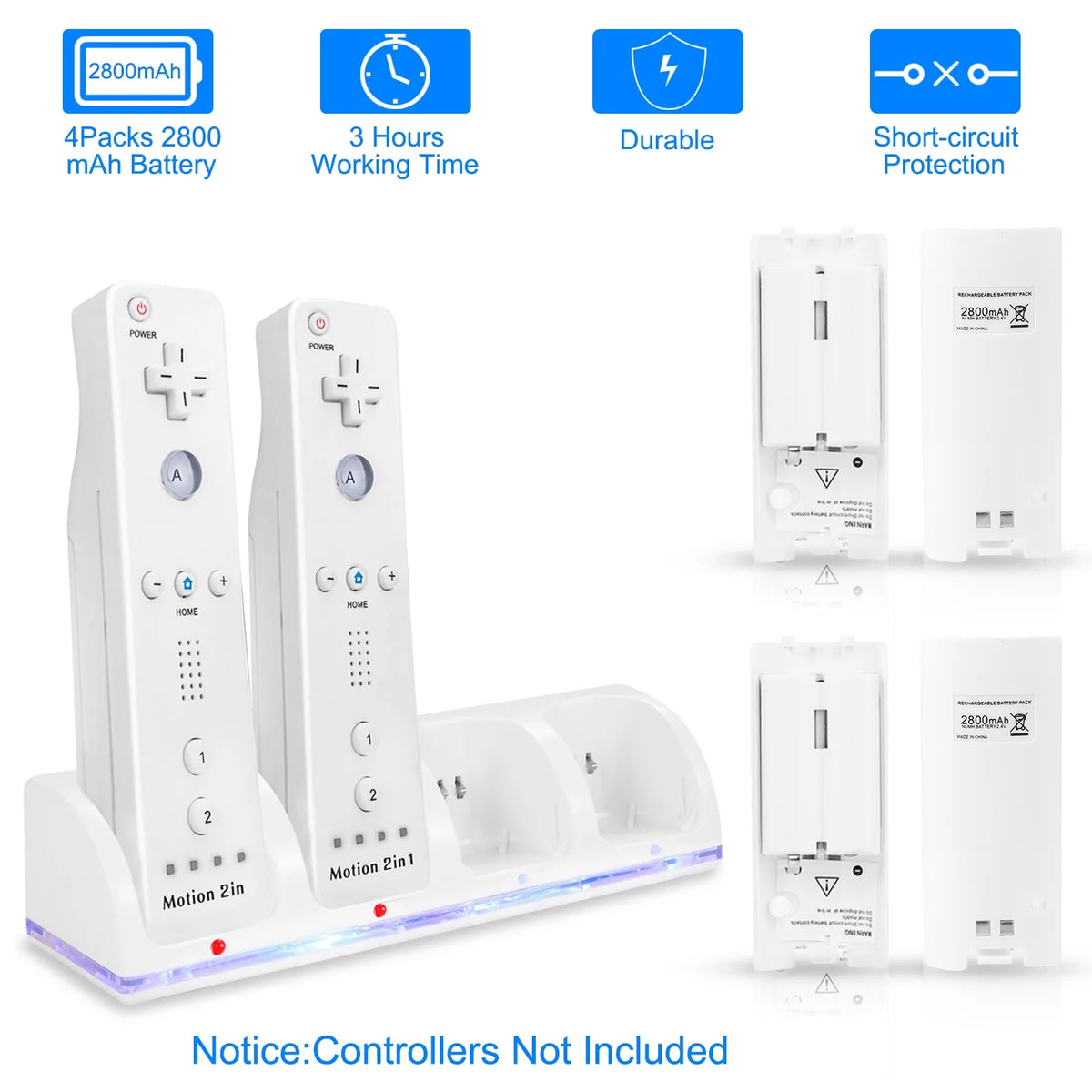 White 4 Remotes Charging Dock Game Controller Charger Y6490
