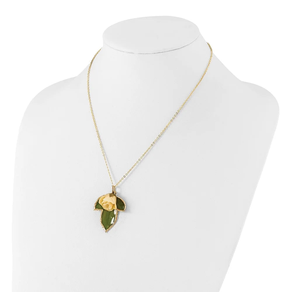 24K Gold-trim Lacquer Dipped Leaf 20 inch Necklace W273985