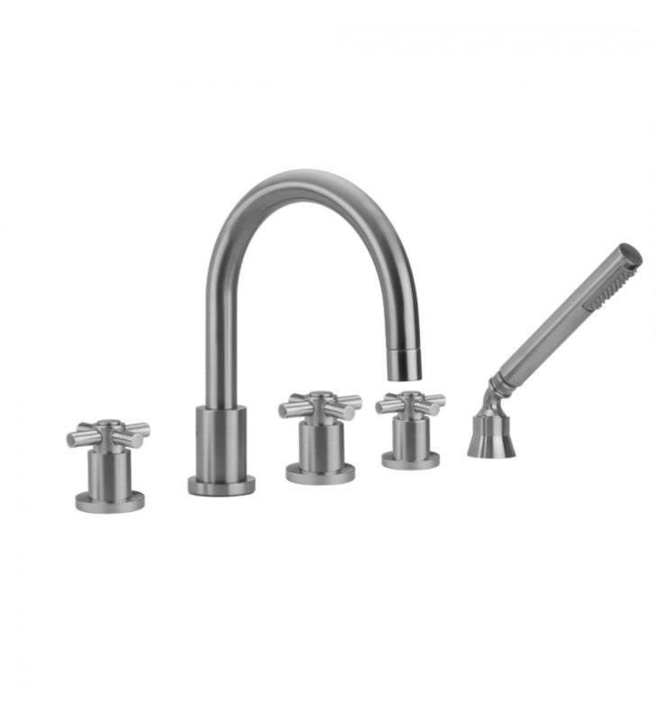 Polished Nickel Roman Tub Set with High Lever Handles and Handshower Holder S5605