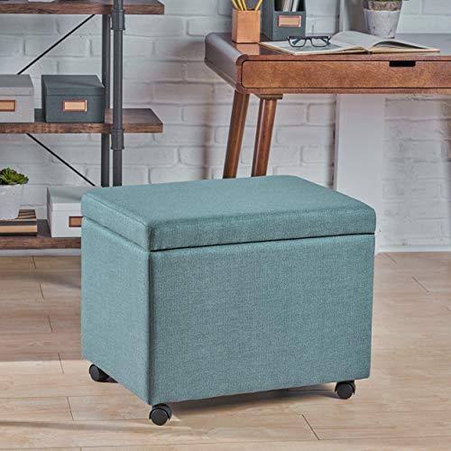 Blue Fabric File Storage Ottoman J54877