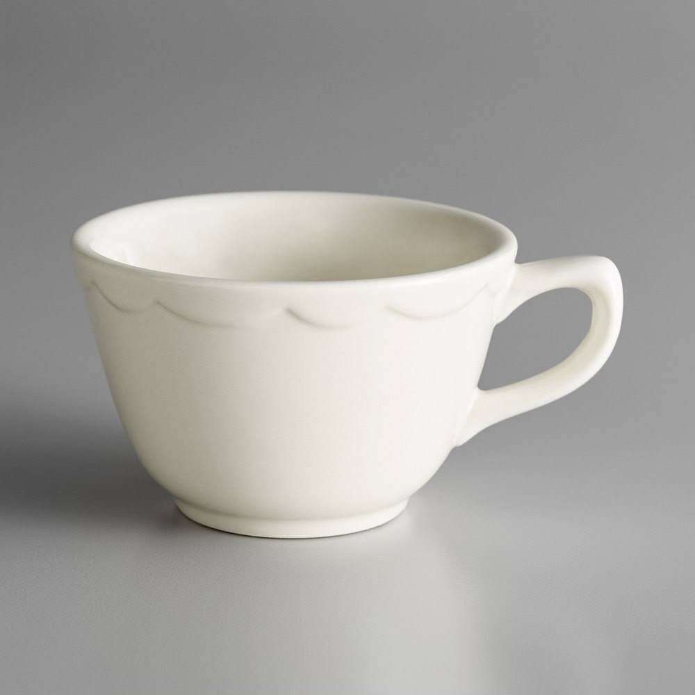 7 oz. Ivory Scalloped Edge Stoneware Coffee Mug - 36/Case Q588769