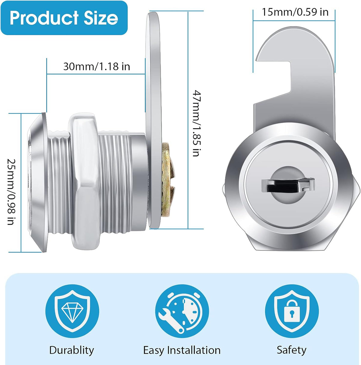 16 Pieces Zinc Alloy Cylinder Cam Lock with 32 Keys M67650