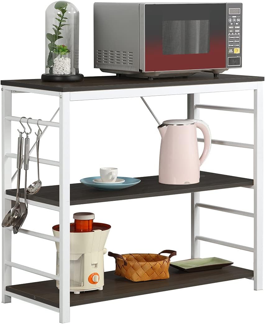 Black 3-Tier Microwave Cart with Hooks K62444