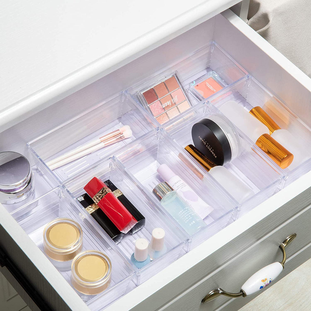 Set of 8 Clear Plastic Drawer Organizer Tray U237