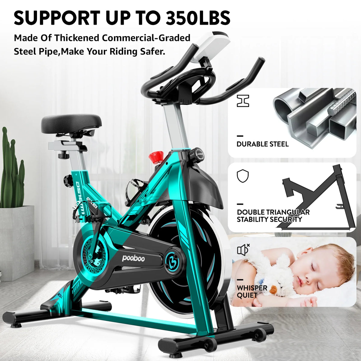 Indoor Cycling Bike Magnetic Stationary Exercise Bike 40lbs Flywheel N159