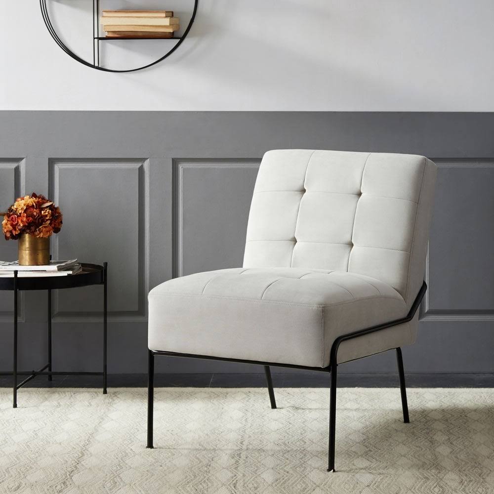 Walnut Faux Leather Armless Accent Chair W27803