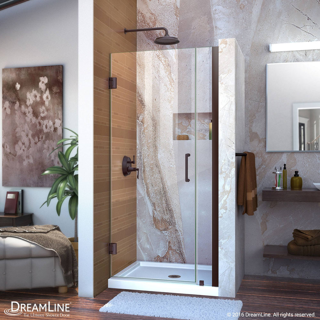 Frameless Hinged Shower Door, Clear Glass, Oil Rubbed Bronze O34761