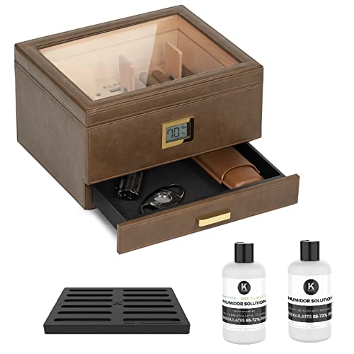 Glass Top Humidor with Cedar and Digital Hygrometer P584