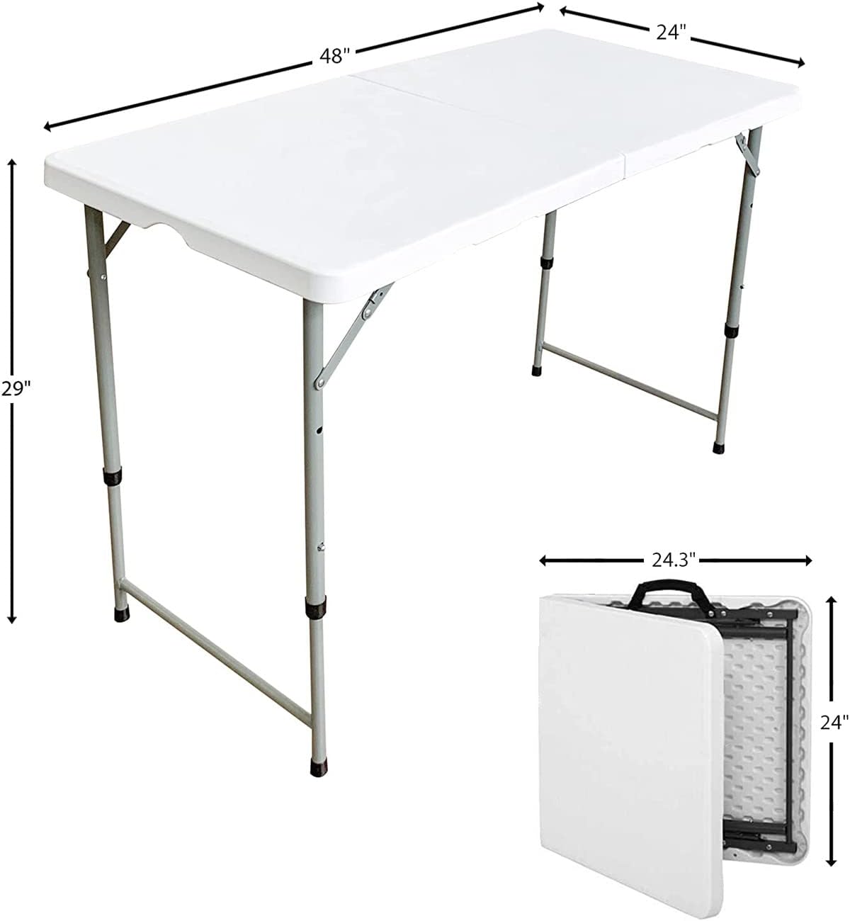 White Folding Plastic Dining Table with Handle N3911
