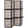 4 Panel 4 Shelf Room Divider in Tan and Cappuccino N7124