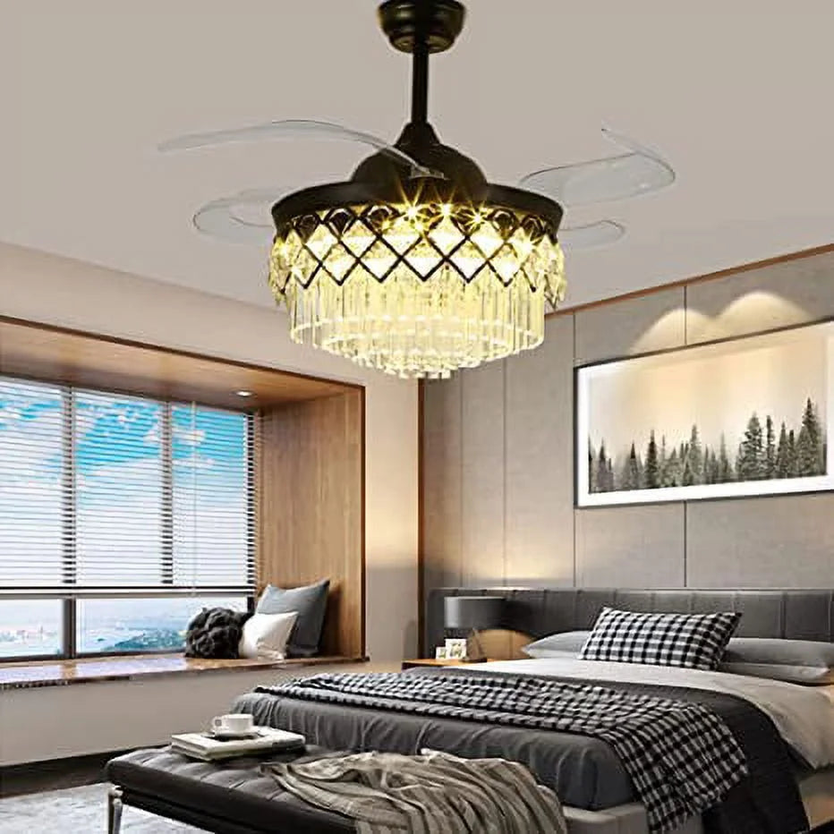 Black 42 inch LED Ceiling Fan with Lights and Remote I892194