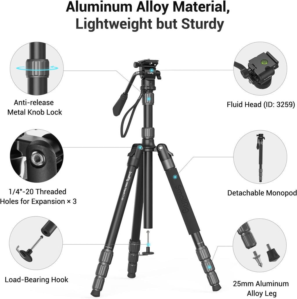 Aluminum Video Tripod Monopod with Fluid Head X549