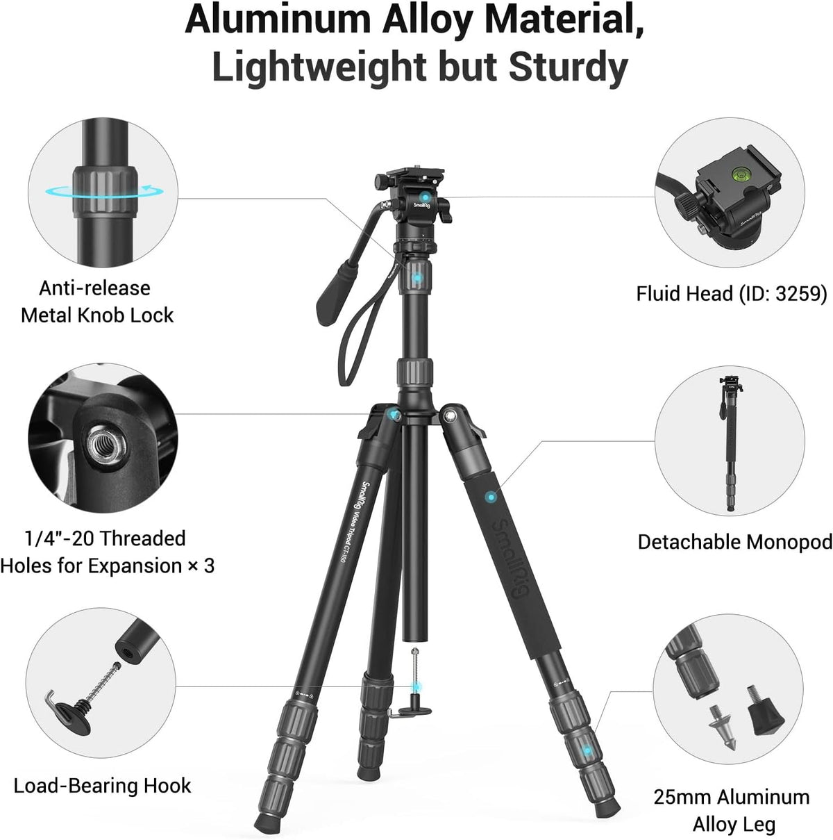 Aluminum Video Tripod Monopod with Fluid Head X549