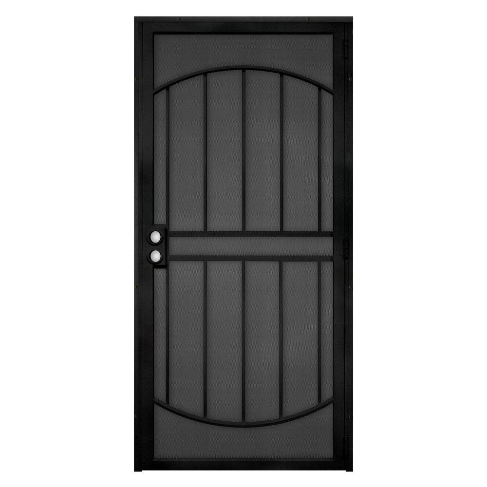36 in. x 80 in. Black Steel Security Door with Expanded Metal Screen X850926