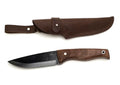 Carbon Steel Fixed-Blade Bushcraft Knife with Walnut Handle and Leather Sheath W3754