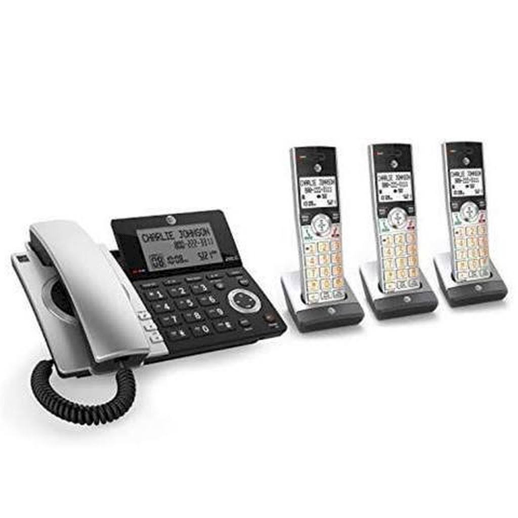 Corded/Cordless Phone with Smart Call Blocker, Silver/Black with 3 Handsets J5097