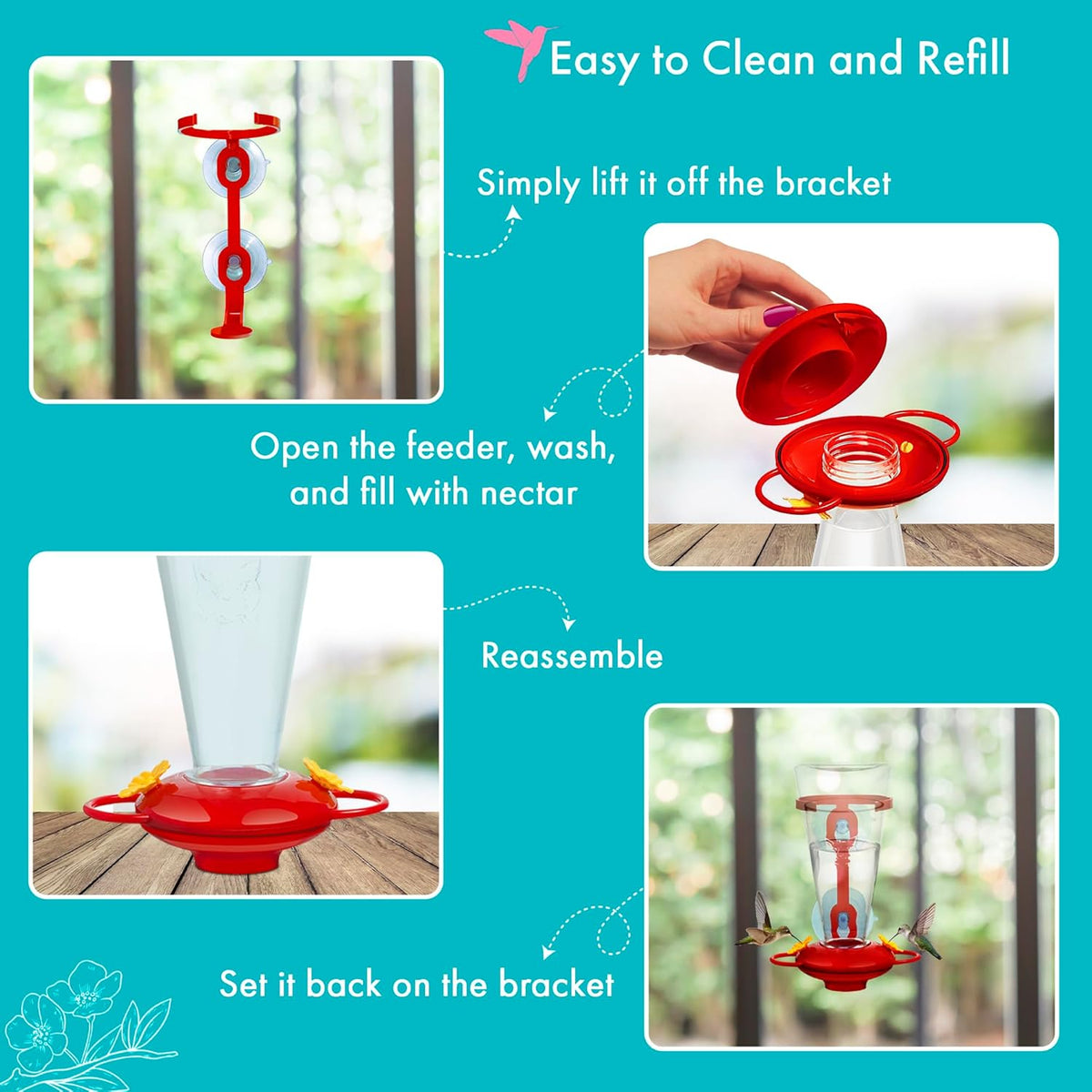 Large Capacity Plastic Window Hummingbird Feeder E8604