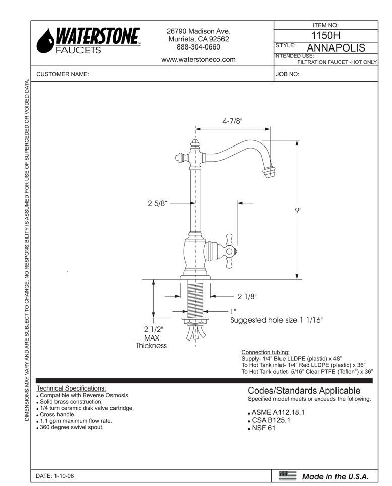 Hot Only Filtration Faucet Cross Handle Caribbean Bronze E5729