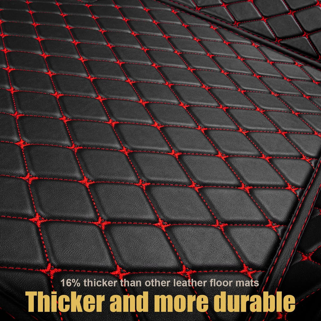 Leather Car Floor Mats 1st & 2nd Row Black J379