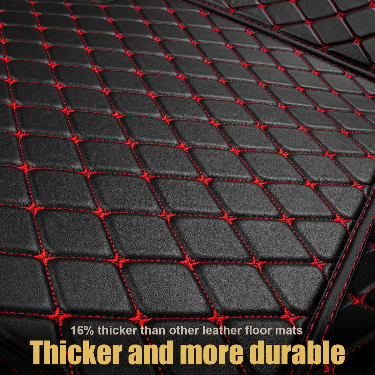 Leather Car Floor Mats 1st & 2nd Row Black J379