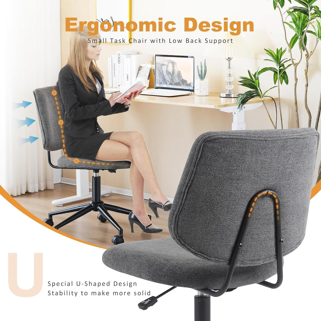 Armless Height-Adjustable Rolling Swivel Office Chair with Wheels R760