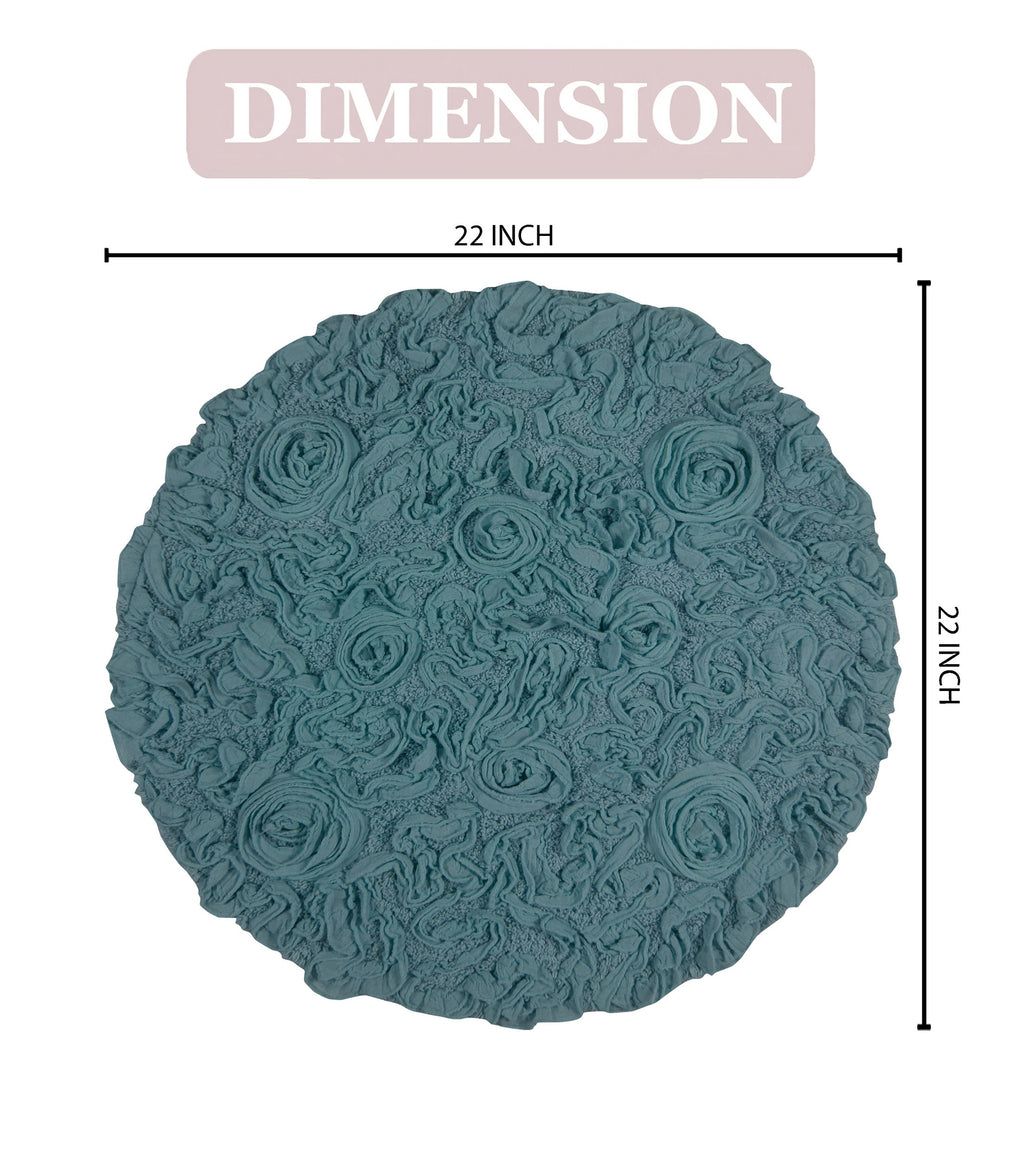 Blue 22" Round Cotton Bathroom Rug M925121