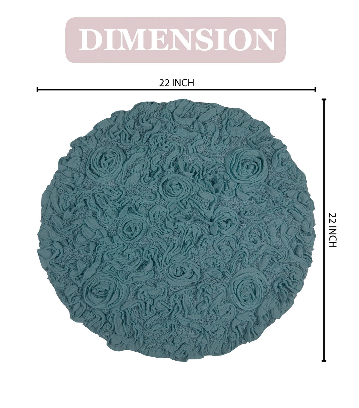 Blue 22" Round Cotton Bathroom Rug M925121
