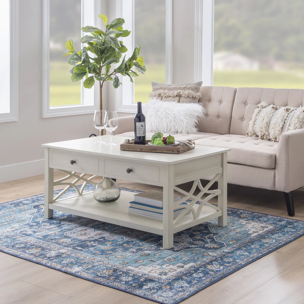 White 2-Drawer Lift-Top Coffee Table U823