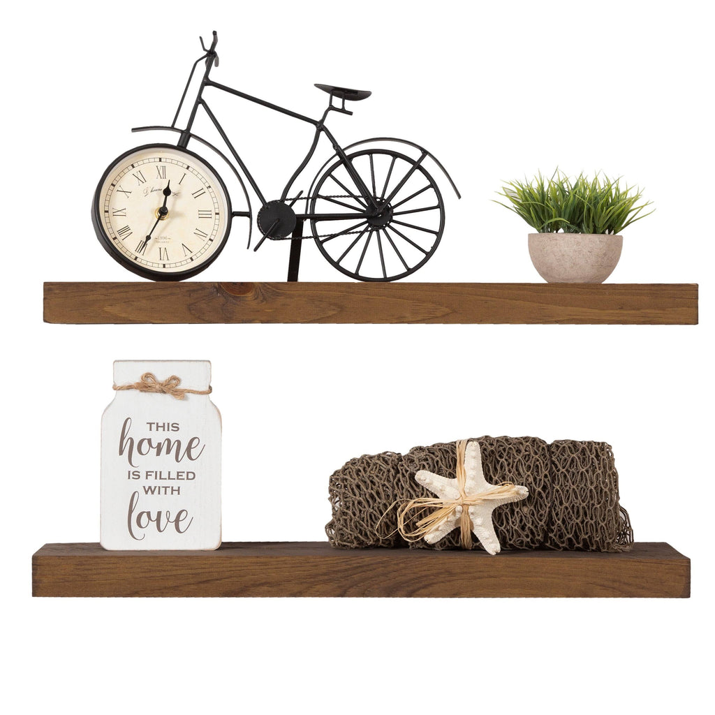 Rustic Wood Wall Shelf Set of 2 B71979