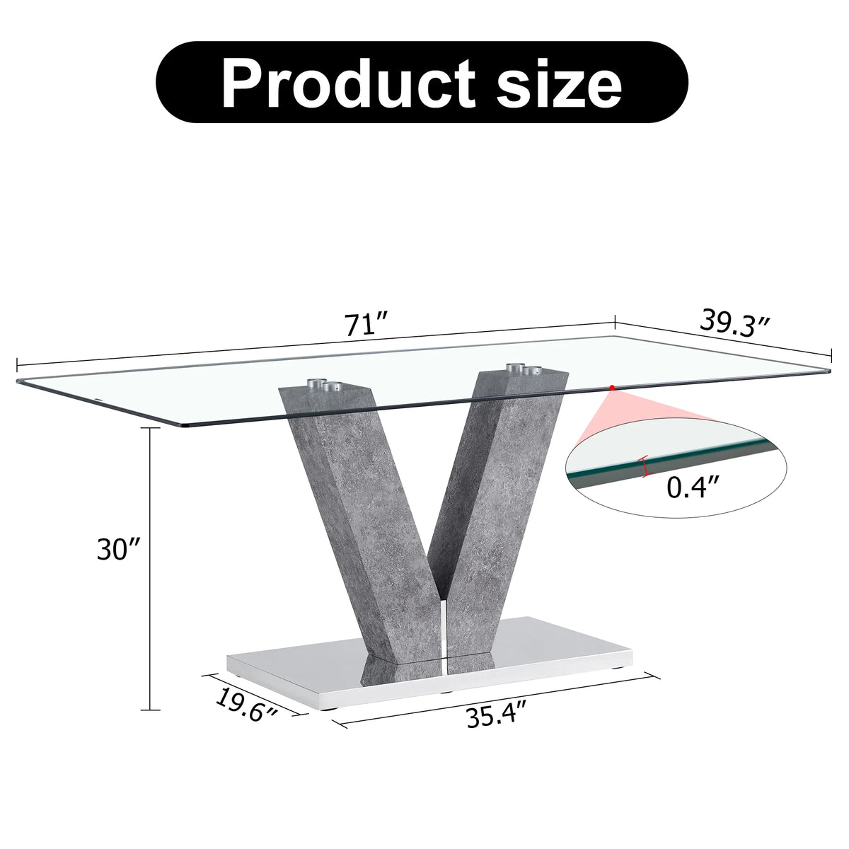 Modern Minimalist Rectangular Glass Dining Table for 6-8 F584612