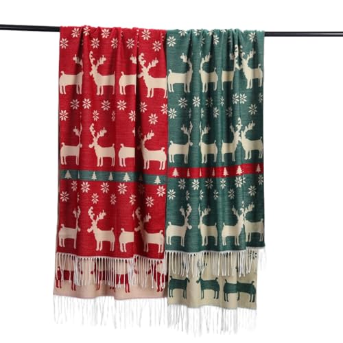 Christmas Winter Scarf with Reindeer and Snowflake U9718