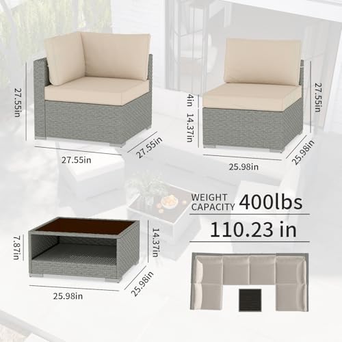 4 Seats Aluminum Outdoor Sofa Set with Coffee Table N380