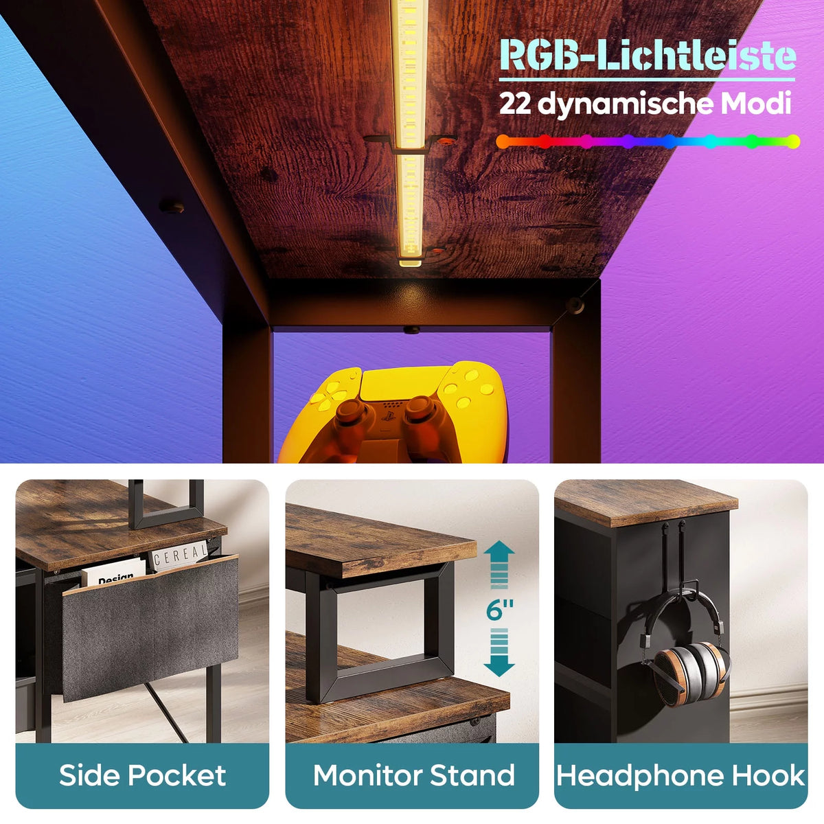42" L-shaped Computer Desk with Storage Shelf T3424