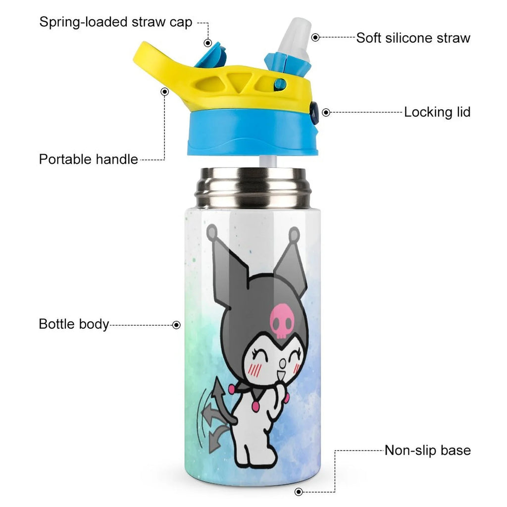 Stainless Steel Vacuum Insulated Children's Water Bottle With Straw V58712