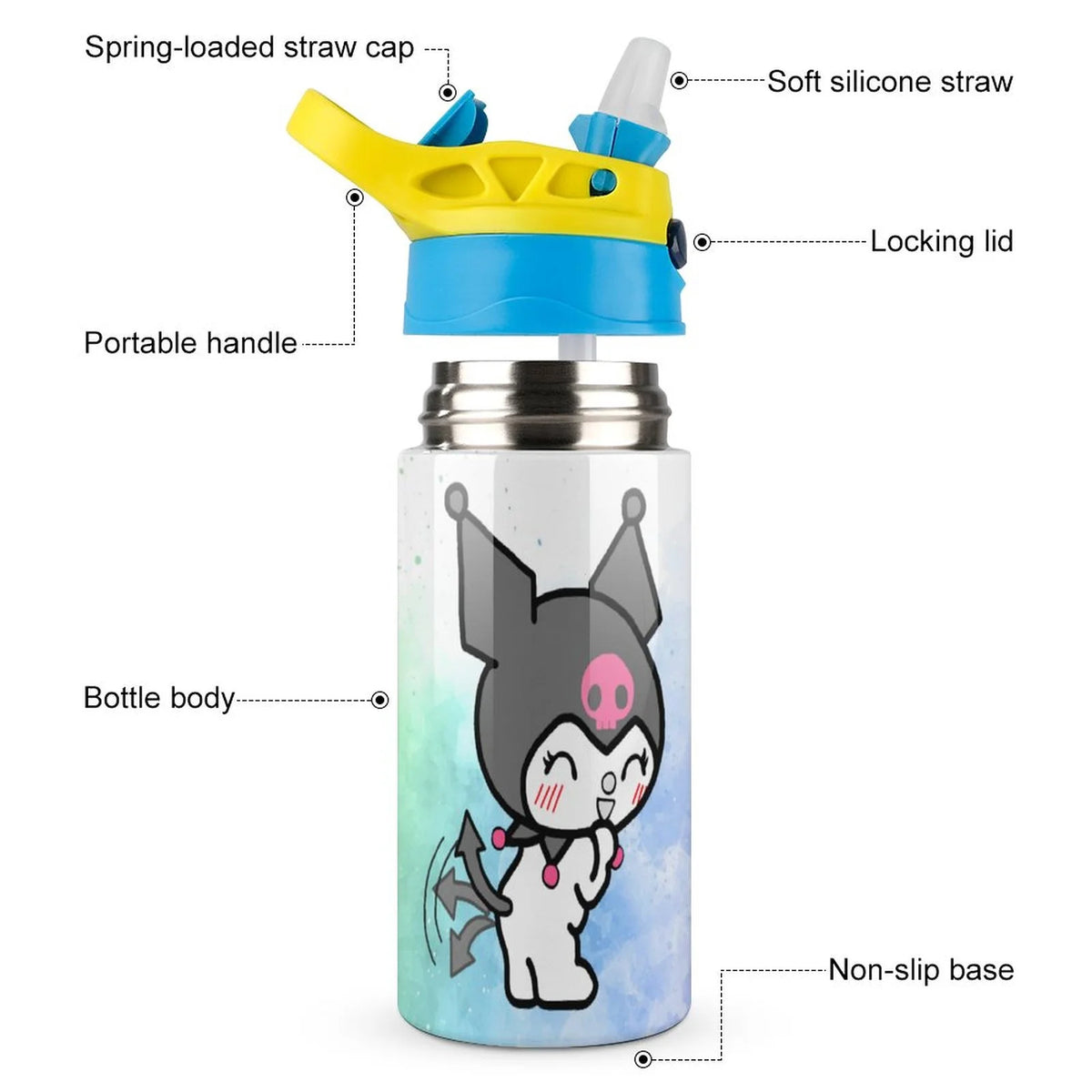 Stainless Steel Vacuum Insulated Children's Water Bottle With Straw V58712