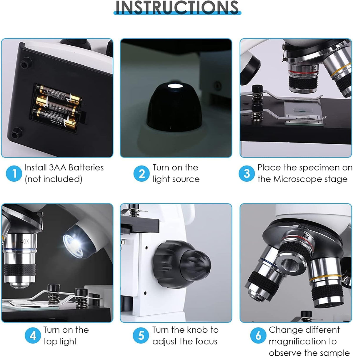 Cordless Biological Compound Monocular Microscope with Slides Set and Phone Adapter Z72946