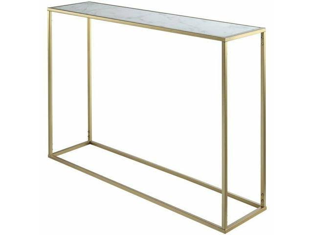 Gold Faux Marble Top Console Table H245