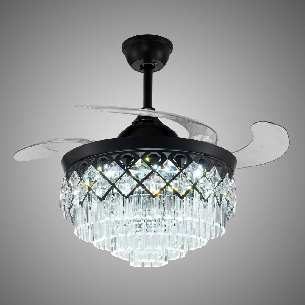 Black 42 inch LED Ceiling Fan with Lights and Remote I892194