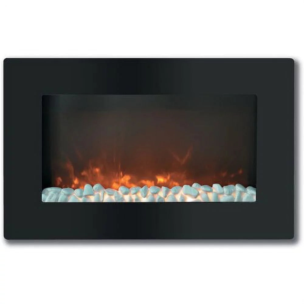 30" Wall-Mount Electronic Fireplace with Flat Panel and Crystal Rocks T6293