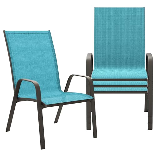 Set of 4 Beige Stackable Patio Dining Chairs W48186
