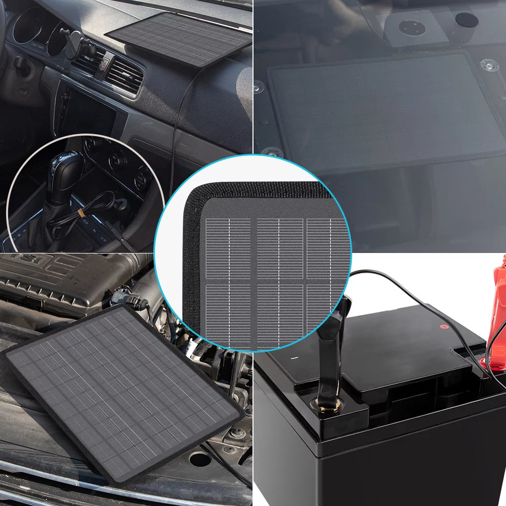 5W Outdoor Battery Charger Maintainer Trickle Charger with Lighter Plug, Alligator Clips, and Battery Cables L7337