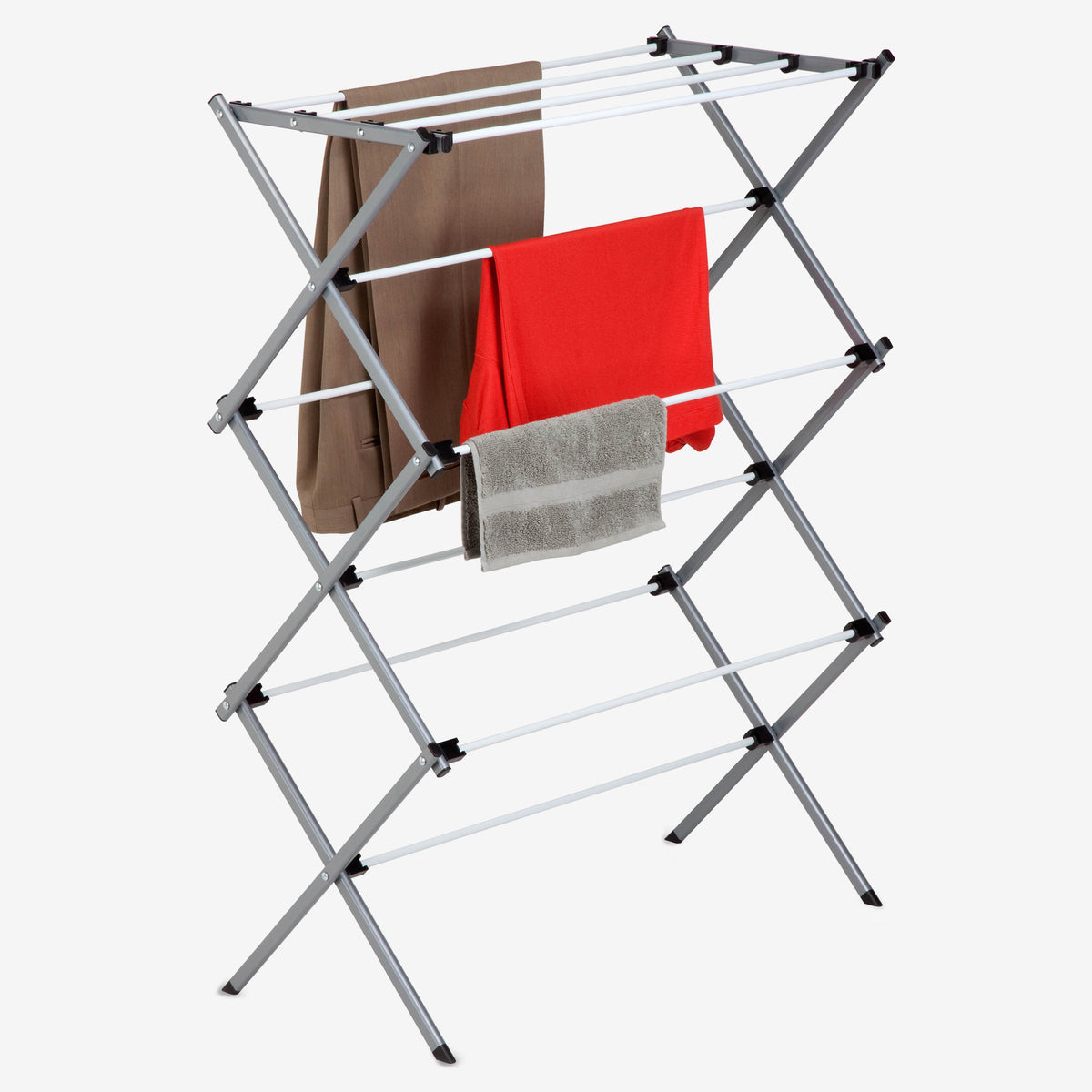 Silver White Collapsible Clothes Drying Rack F874